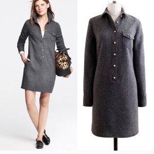 J Crew Herringbone Tweed Wool Shirt Dress (4)